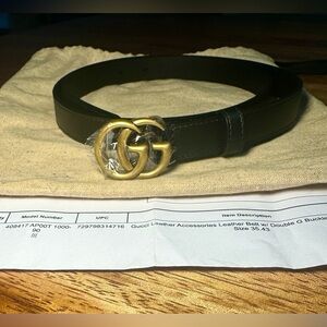 Gucci GG Marmont Thin Black Belt with Double G Buckle